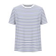 thumbnail image 3 of breaise Chandails à Rayures pour Femmes, Col Rond Décontracté, T-shirt à Manches Courtes, Été 2025, Coupe Régulière, Hauts, Bleu, G, 3 of 6