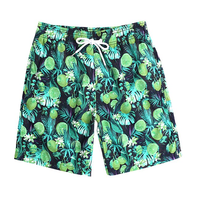 Short de Plage Décontracté en Coton et Lin à Cordon Style Ethnique Floral Jaune L