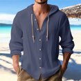 thumbnail image 1 of Gspmoly Sweat-Shirt pour Hommes, Mode Décontractée pour Hommes, Bouton Solide, Col Rond, Manches Longues avec Capuche, Blouse d'Été, Offres de Vacances, 1 of 6