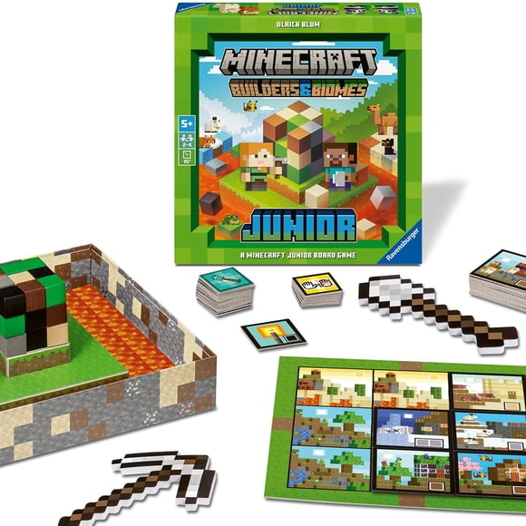Ravensburger Minecraft Builders & Biomes Junior â?? Cooperative Kids Game | Fun Farm-Building Adventure with Creepers & Endermen | Develops Skills & Promotes Teamwork