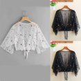 thumbnail image 4 of MesaSe Women Mesh Sheer Cardigan Exquisite Flower Embroidery Loose Beach Blouse, 4 of 5