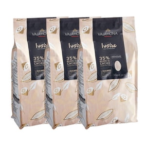 Valrhona Ivoire 35% Fève de chocolat blanc – Chocolat de la Couverture française de luxe, Vanille délicate & Notes concernant le lait chaud, 6.6 Sacs – Chef de pâtisserie professionnelle 3/Case Emballage principal en vrac