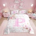 thumbnail image 1 of Erosebridal Ensemble de Literie Initiale A-Z Simple, Couette Lettre Initiale P, Décor Rose, Réversible 2 Pcs, 1 of 8