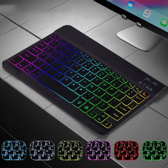 Clavier Sans Fil Compatible avec Bluetooth, Portable, Silencieux, Clavier Lumineux, Accessoires Pratiques (Blanc)