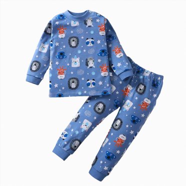 Zanarzt Ensemble d'Automne et d'Hiver pour Tout-Petit Garçon, Vêtements de Maison pour Enfants Confortables et Respirants à Manches Longues, Ensemble Deux Pièces avec Mignon Motif de Dessin Animé Bleu Ciel, 18-24 Mois
