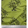 thumbnail image 1 of Soimoi Moss Georgette Fabric Leaves & Floral Block Print Fabric by Yard 42 Inch Wide, 1 of 3