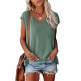 thumbnail image 2 of Pompotops Fashion Woman Causal V-Neck Solid Blouse Sleeveless T-Shirt Summer Tops, 2 of 6