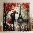 thumbnail image 1 of Rideau de Fenêtre Tour Eiffel, Rideau Style Français Monument Parisien pour Adultes Adolescents Enfants, Rideaux de Fenêtre à Fleurs Rouges et Plantes de 2 Panneaux pour Décoration de Salon, 52wx84l Pouces, 1 of 6