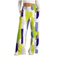 thumbnail image 1 of Pants for Women, Womens Fashionable Striped Printed Drawstring Wide Leg Pants, 1 of 4