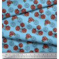 thumbnail image 2 of Soimoi Tissu en Poly Georgette Bleu Imprimé Feuilles & Roses Tissu de Couture au Mètre 42 Pouces de Large, 2 of 3