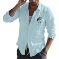 thumbnail image 1 of MesaSe T-Shirt à Col à Revers pour Hommes, Mode Décontractée, Simple, en Coton et Lin, à Petits Motifs, Chemise à Manches Longues, 1 of 3