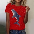 thumbnail image 2 of Tnhcen T-Shirt de Base à Manches Courtes d'Été à Col Rond pour Femme avec Imprimé d'Animaux Marins / Extensible, Respirant, Grande Taille (P-3TG) / Décontracté, Plage, Usage Quotidien, 2 of 4