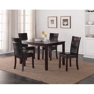 K-Living Nellie 5-Piece Solid Wood Dining Table Set, Contemporary Home Furniture, Espresso Finish