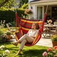 thumbnail image 4 of Hanging Rope Hammock Chair Swing | Cloth Fabric Hammock for Indoor Outdoor Use | Portable Relaxation Swing for Bedroom, Patio, Garden, Camping, 4 of 6