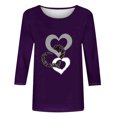 thumbnail image 3 of Aqestyerly T-shirt Blouse à Manches 3/4 Imprimé pour Femmes, Col Rond Décontracté Mode Ample pour Femmes, 3 of 7