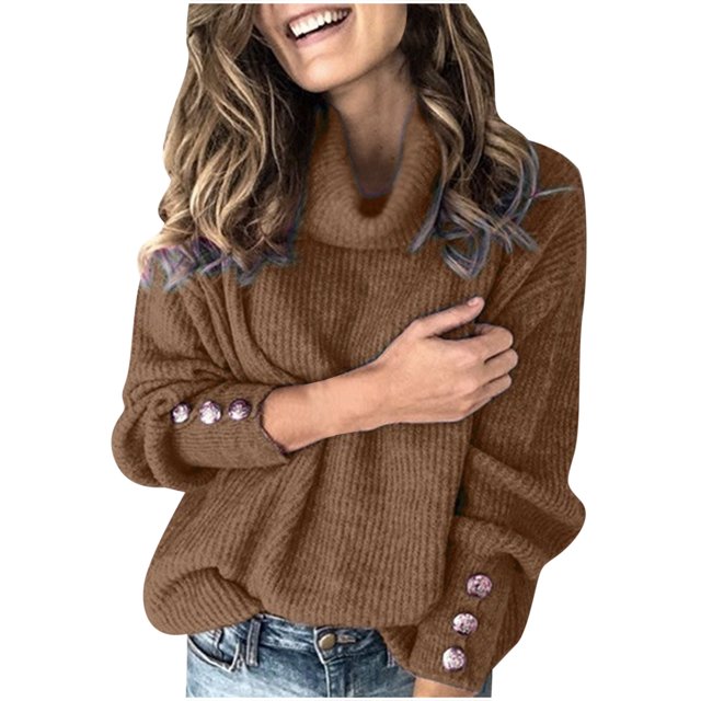Hauts à Manches Longues pour Femmes Décontracté Col Roulé Tricoté Pull Manches Longues Élégant Décontracté Hauts Col Roulé Manches Longues Sexy Hauts pour Femmes
