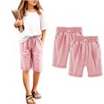 thumbnail image 4 of Five Quarter Pants for Kids with Elastic Waistband and Side Pockets, Cotton-Polyester Blend, Black, Size 110 (3-13 Years), 4 of 4