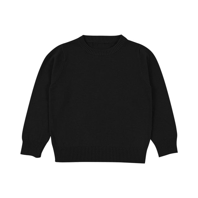 Chandail Enfant et Enfant Automne Couleur Unie à Carreaux Col Rond Chandail Doux Manches Longues Col Rond (Noir1,8-9 Ans)