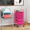 thumbnail image 4 of Costway 6 Drawer Rolling Storage Cart Scrapbook Paper Office Organizer Hot Pink, 4 of 10