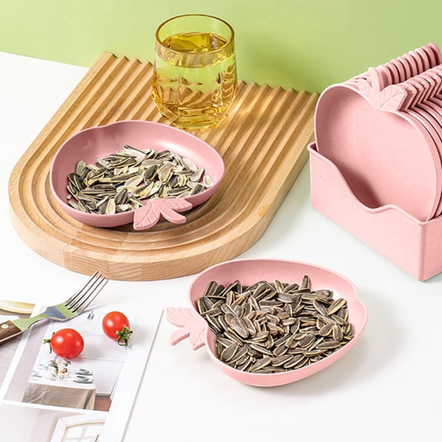 pstuiky 5-Piece Wheat Straw Plates Set with Snack Bowl & Organizer Base Reusable Bpa-Free Dishwasher Safe Dinnerware Stackable Space-Saving Design for Restaurants, Dining Halls, Food Shops