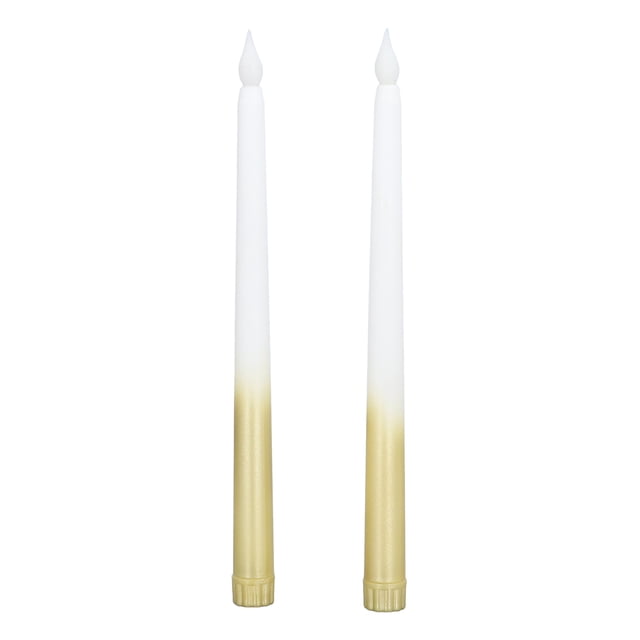 Flameless Taper Candles , Long Battery Life LED Candle Sticks Wiring Free Romantic For Birthday Party For Children For Wedding Half Spray Gold