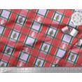 thumbnail image 2 of Soimoi Purple Modal Satin Fabric Plant & Check Print Fabric by the Yard 42 Inch Wide, 2 of 3