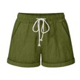 thumbnail image 1 of Dealovy Womens Cotton Linen Shorts Drawstring High Rise Solid Color Summer Lighjtweight Beach Shorts, 1 of 6