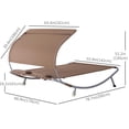 thumbnail image 3 of Outsunny Chaise Longue d'Extérieur de 79 Pouces avec Auvent, avec Oreiller et Roues, Brun, 3 of 10
