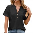 thumbnail image 1 of RKSTN Womens Tops 2024 Fashion Casual Short Sleeve V Neck Tops Loose Plus Size Solid Color Mesh Breathable Temperament Tops, 1 of 5