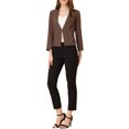 thumbnail image 2 of INSPIRE CHIC Women's Workwear Zipper Collarless Cropped Blazer XS Coffee, 2 of 7