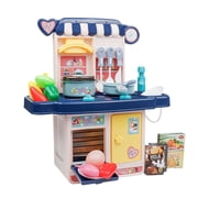 Blue Childrens Simulation Kitchen Play Set 25 Pieces With Lights Sound Effects For Role Play