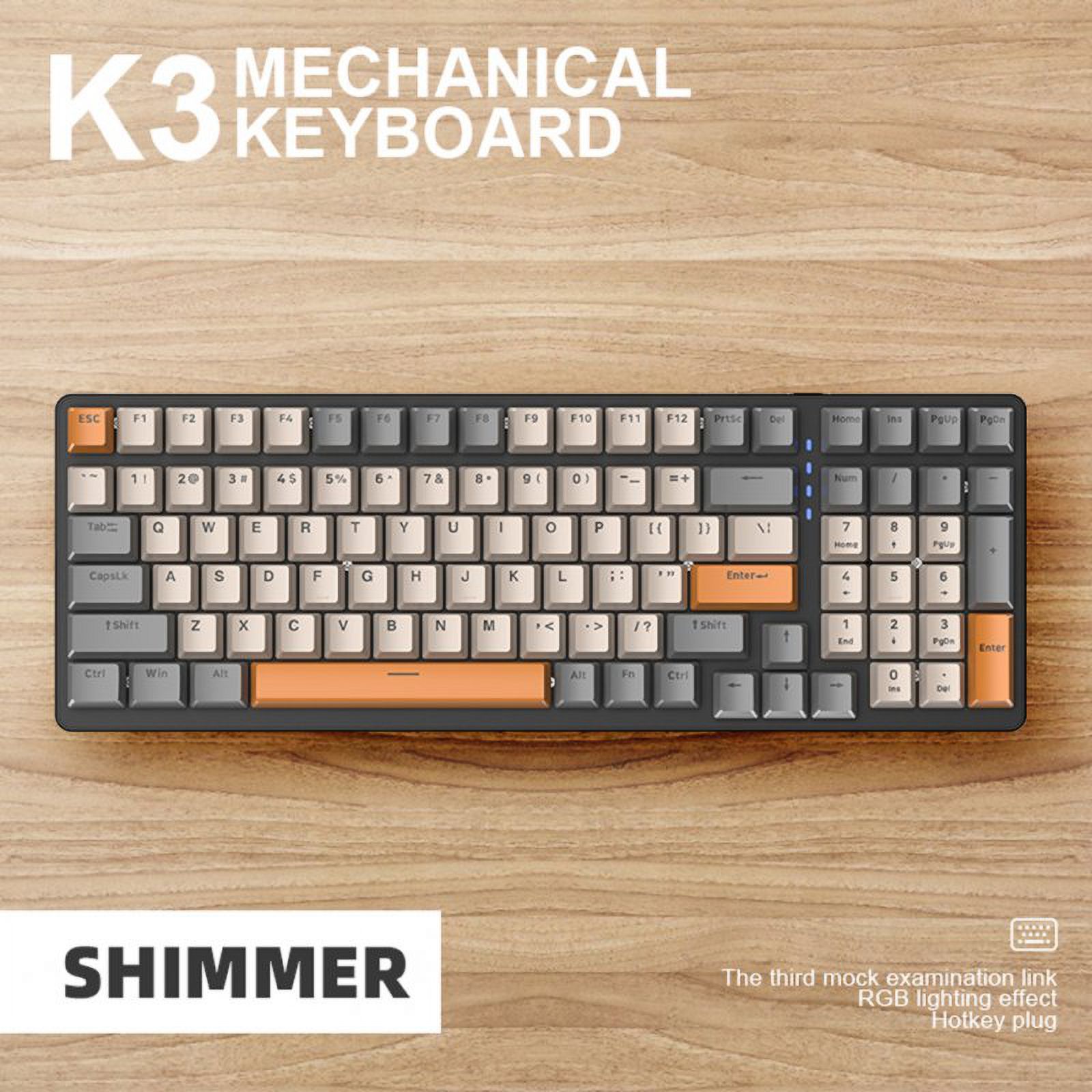 K3 Clavier Mécanique 980 Jeux 100 Touches Hot-plug USB Filaire Clavier d'Ordinateur avec Rétroéclairage Axe Rouge Scintillant