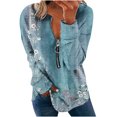 thumbnail image 2 of Chandails à Capuchon Mode pour Femmes 2023 Hauts Automne Manches Longues Ample Chandail à Enfiler Chemise Chic Décontracté Dames Rayé Col Rond Chandails 50 % de Rabais Liquidation Costumes d'Halloween/Noël, 2 of 5