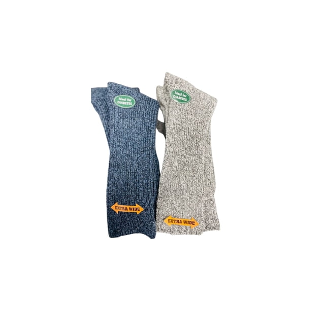 Sierra Socks Wool Diabetic Men 2 Pairs Socks (Navy/Gray, Large)