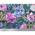 thumbnail image 2 of Soimoi Blue Poly Georgette Fabric Leaves & Floral Decor Fabric Printed BTY 42 Inch Wide, 2 of 3