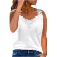 thumbnail image 1 of EGNMCR Camisoles pour Femmes Mode Débardeur d'Été pour Femme à Col en V en Dentelle Patchwork Sans Manches Blouse, 1 of 5