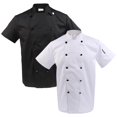 thumbnail image 4 of Men Women Double Breasted Short Sleeve Chef Coat Restaurant Cooker Work Uniforms Cook Uniform 3XL White Short Sleeve, 4 of 9