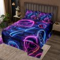 thumbnail image 2 of Baseball Bat Bedspread Set Baseball Cap Quilt Set Queen,European Sports Ball Coverlet Set Softball Competitive Game Quilted,Purple Teal Neon Design Room Decor, 2 of 3