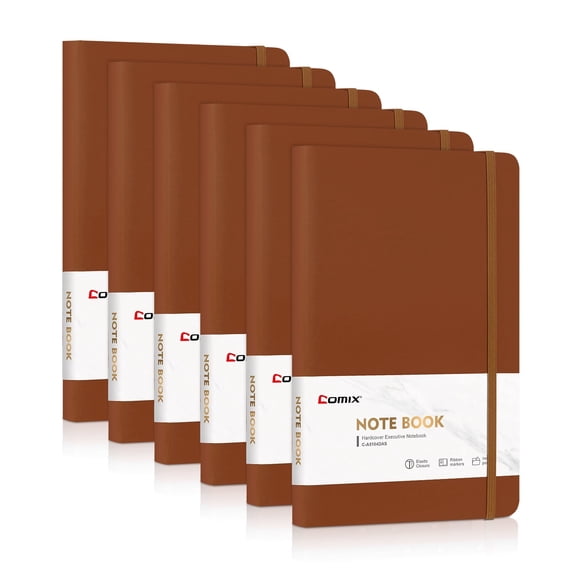 Comix Hardcover Notebook,Lined Journal for Writing, 240 Pages, 8.5 x 5.4 inch 6 Pack Brown