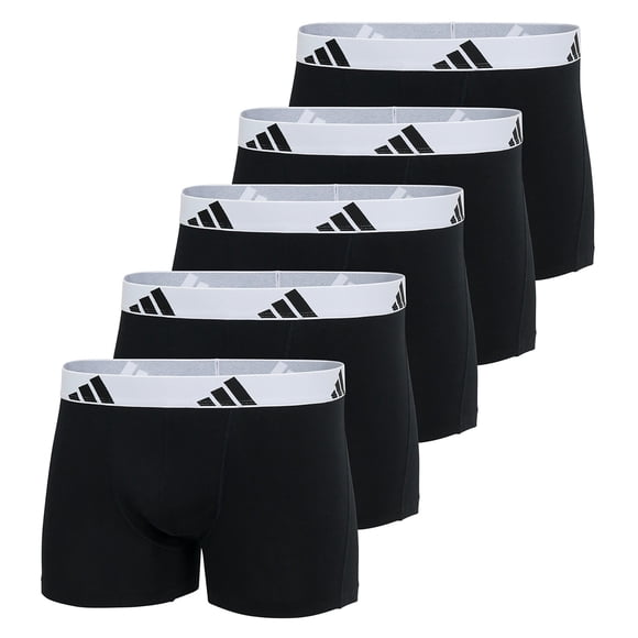 adidas men's boxer shorts, 5-pack - trunks, Active Flex Cotton, logo Black/White XL (X-Large)