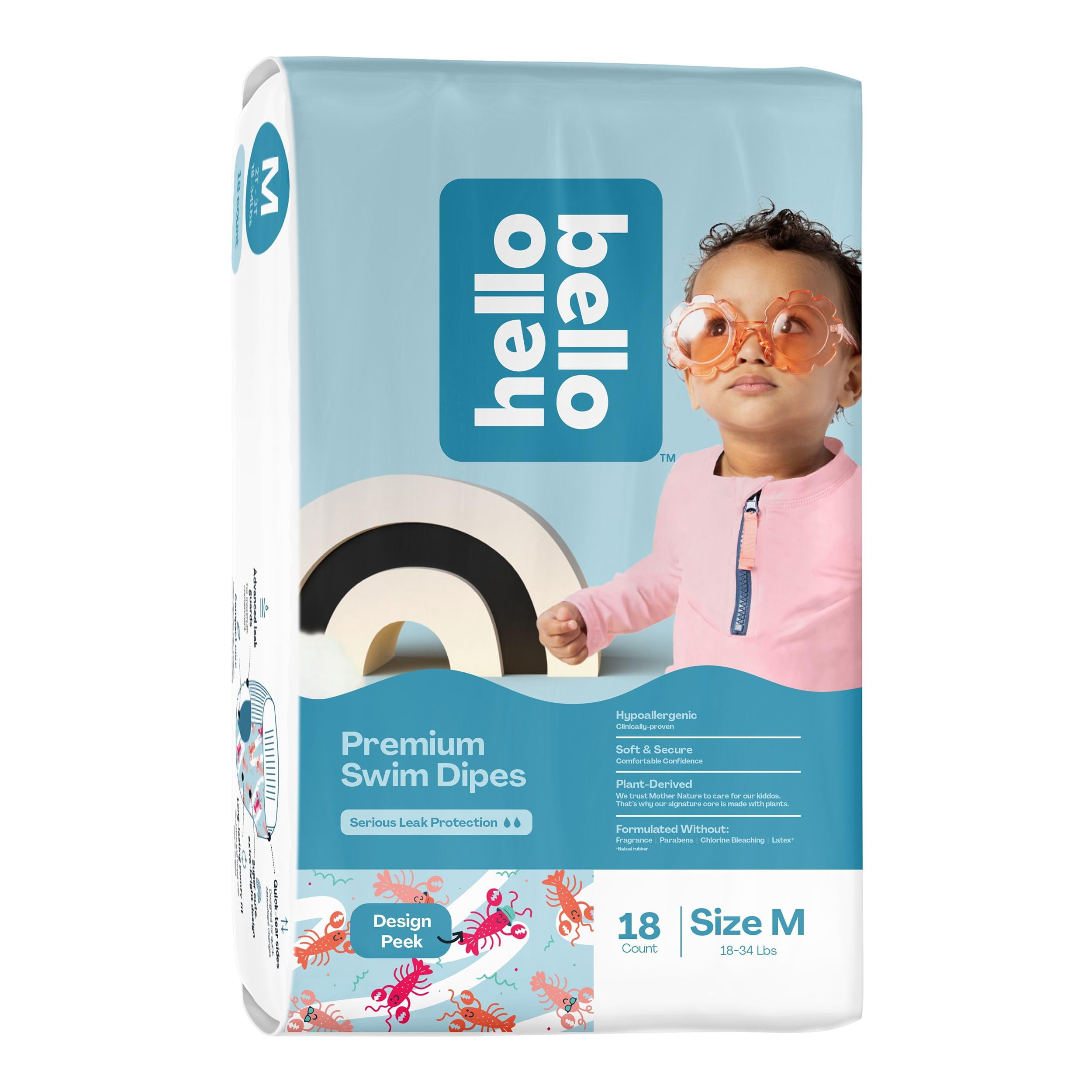 Hello Bello Premium Swim Diapers I Affordable and Eco-Friendly Disposable Swim Dipes for Babies and Kids I Size Medium - Diaper Size 4-5