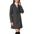 thumbnail image 3 of Allegra K Manteau Mi-Long à Manches Longues Raglan à Revers Croisé pour Femme m Gris Foncé, 3 of 5