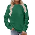 thumbnail image 1 of Yuyuzo Hauts d'Automne pour Femmes Chandails à Col Rond Manches Longues Chandail Uni à Enfiler T-Shirts Coupe Ample, 1 of 4
