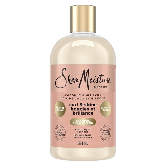 SheaMoisture Shampooing Boucles et Brillance Noix de Coco et Hibiscus pour Cheveux Bouclés, 384 ml