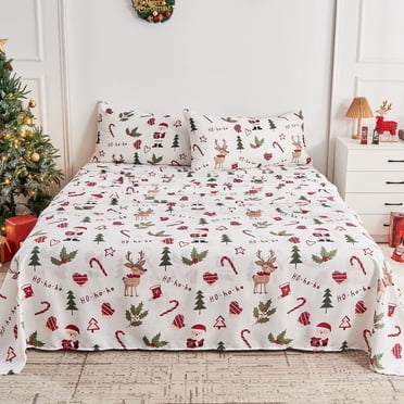 Gogreen Ensemble de Draps Pleine Grandeur 4 Pcs à Poches Profondes s'Adapte à 14 Pouces, Microfibre Respirante Ultra Douce Ensemble de Draps Pleine Grandeur, Style Hôtel de Luxe Déco Maison Ensemble de Draps pour Lit Double, Cadeau pour Femmes, Hommes - Noël Père Noël
