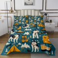 thumbnail image 1 of Ensemble de Couvre-Lit pour Roulotte pour Enfants Happy Camping, Ensemble de Courtepointe Simple, Chiens de Traîneau, Style Rustique de Ferme, Ensemble de Couvre-Lit Animal pour Garçons Filles, Accessoires de Roulotte, Ensemble de Literie 2 Pcs, 1 of 5