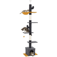 thumbnail image 1 of PawHut Floor to Ceiling Cat Tree 90.5"-108" Adjustable Height, Dark Grey, 1 of 10