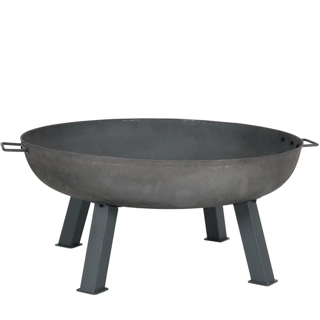 Sunnydaze Outdoor Camping or Backyard Round Cast Iron Rustic Fire Pit Bowl with Handles - 34" - Steel Finish