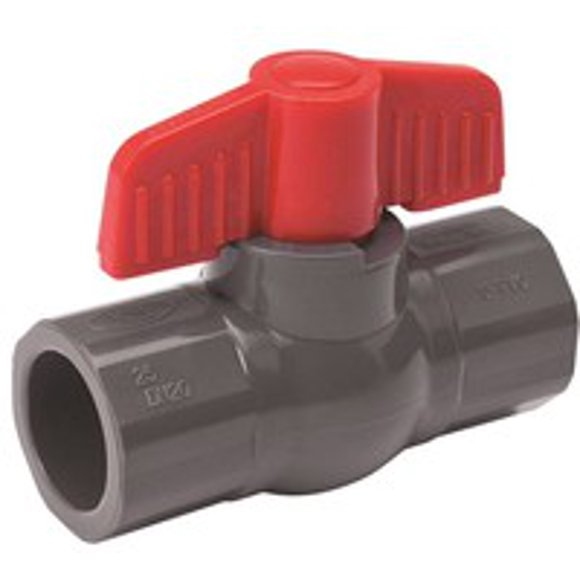 Solvent Ball Valve, Gray PVC, 1-1/2 In. - 107-607