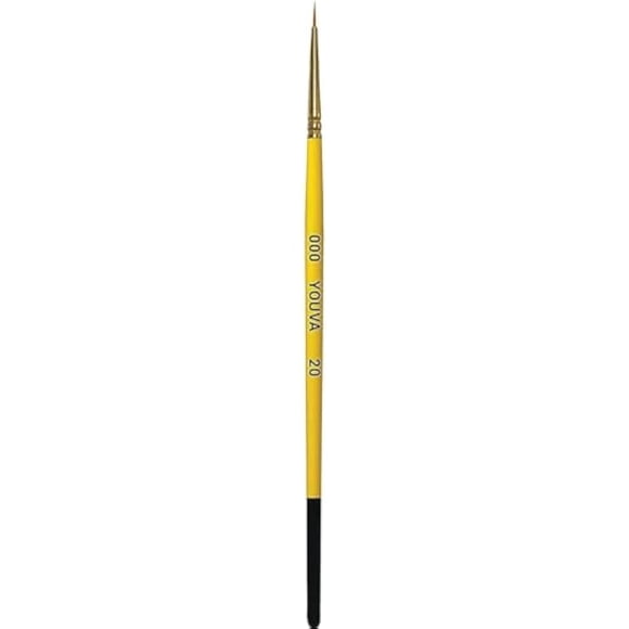 Youva Navneet Wood Brush Synthetic Round 000 (Pack Of 10) Set Of 10 Yellow (35124)